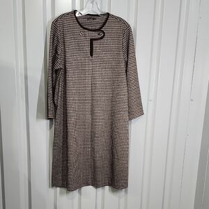 J. McLaughlin Penelope Brown and Black Houndstooth Pattern Shift Dress XL